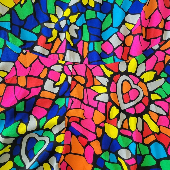 L'Amour Nanette Lepore Heart Mosaic  Stained Glass High Low Skirt L Like New - Picture 2 of 12